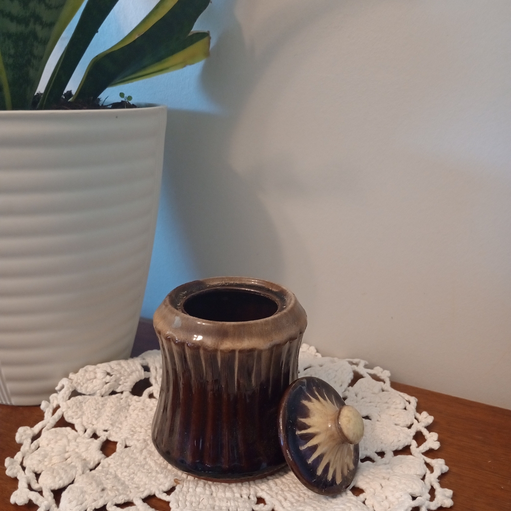 Brown Ceramic Jar with Lid